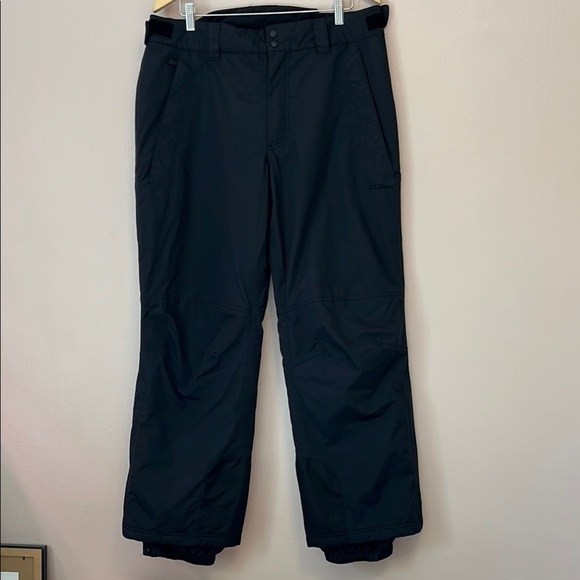 LL Bean Snow Pants Men’s Large Ski Snowboard Waterproof Black Ankle Zip Winter - Picture 1 of 9